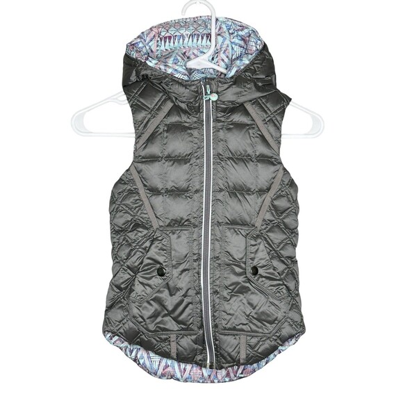 Ivivva by Lululemon Hooded Reversible Goose Down Puffer Vest Size 6 - Picture 1 of 5